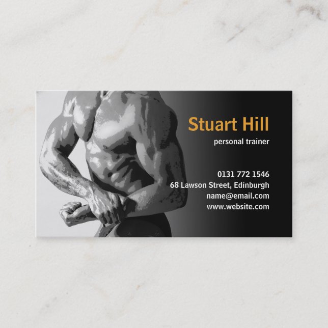 Personal Trainer & Fitness Muscle Flex Business Card (Front)
