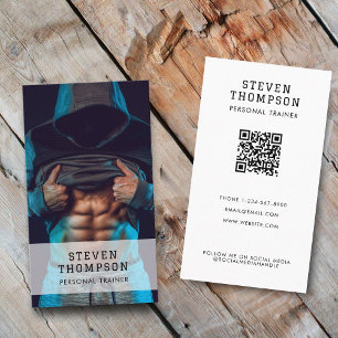 Personal Trainer Fitness QR Code Social Media Business Card