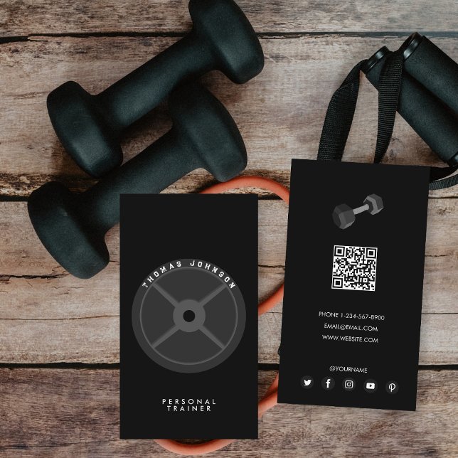 Personal Trainer Fitness Weight Plate Dumbbell Business Card (Personal Trainer Fitness Weight Plate Dumbbell Business Card)