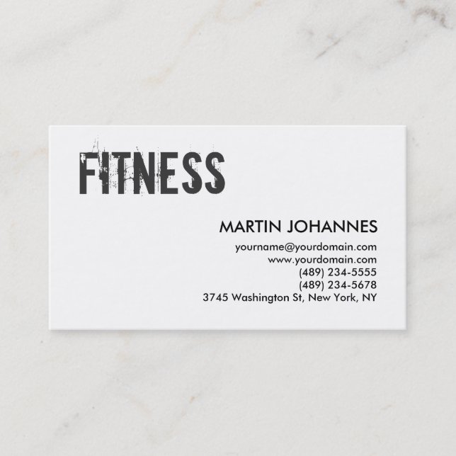 Personal Trainer Grey Black White Business Card (Front)