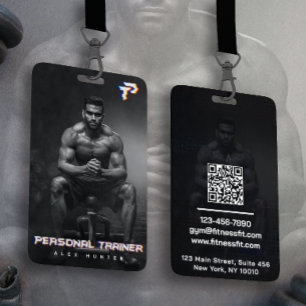 Personal Trainer Gym Fitness Personalised (2 SIDE) ID Badge