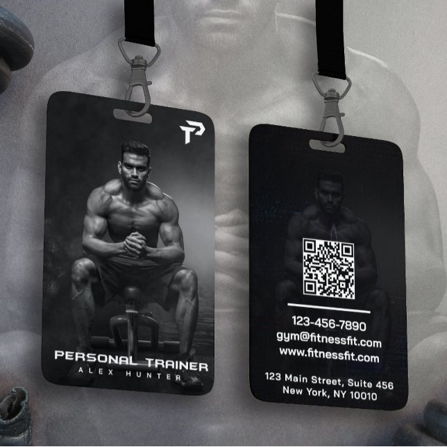 Personal Trainer Gym Fitness Personalised (2 SIDE) ID Badge (Creator Uploaded)
