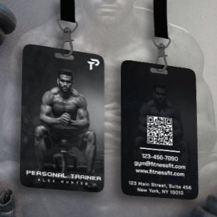 Personal Trainer Gym Fitness Personalized (2 SIDE) ID Badge