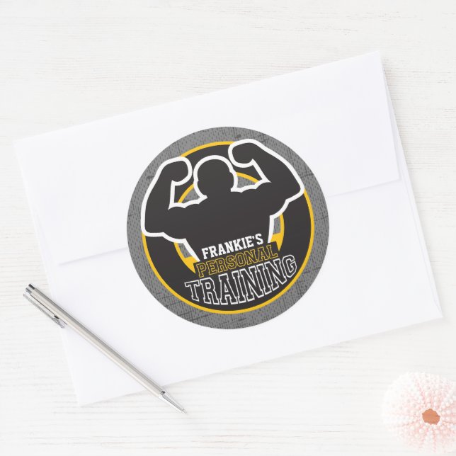 Personal Trainer GYM Power Training Fitness Custom Classic Round Sticker (Envelope)