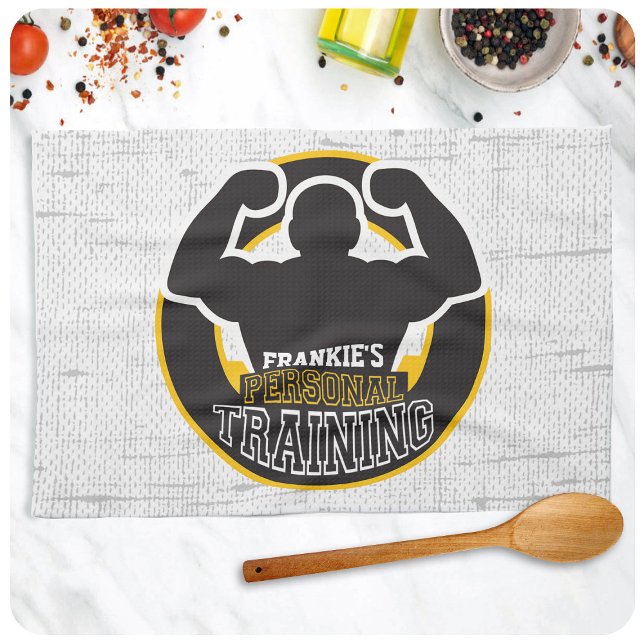Personal Trainer GYM Power Training Fitness Custom Tea Towel (Creator Uploaded)