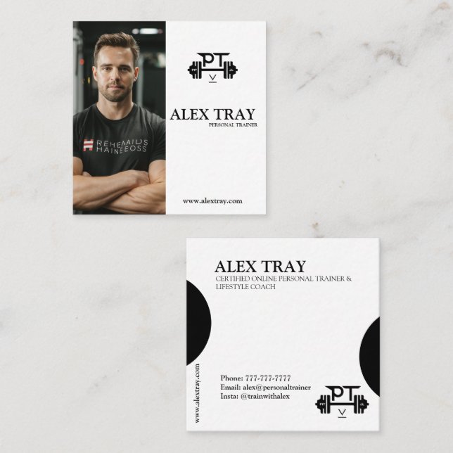 Personal Trainer & Life Coach  Square Business Card (Front/Back)