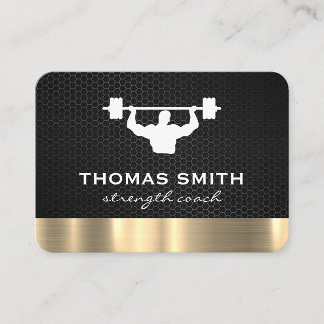 Personal Trainer Metallic Gold Trim Business Card (Front)