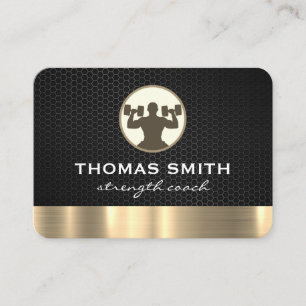 Personal Trainer Metallic Gold Trim Fitness Business Card