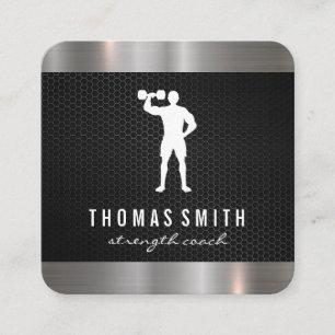 Personal Trainer Metallic Trim Square Business Card