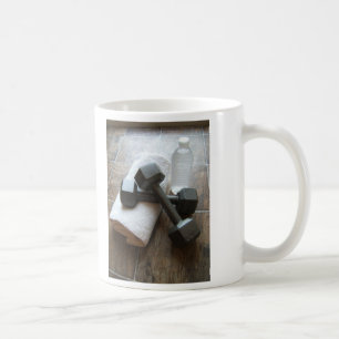 Personal Trainer or Fitness Dumbells Towel & Water Coffee Mug
