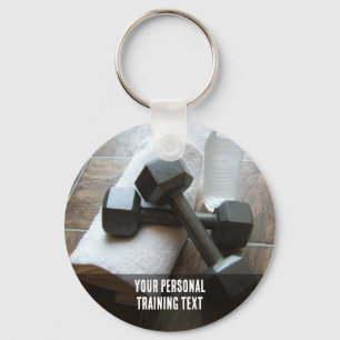Personal Trainer or Fitness Dumbells Towel & Water Key Ring