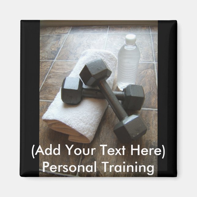 Personal Trainer or Fitness Dumbells Towel & Water Magnet (Front)