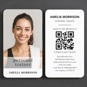 Personal Trainer QR Code Photo Business Card
