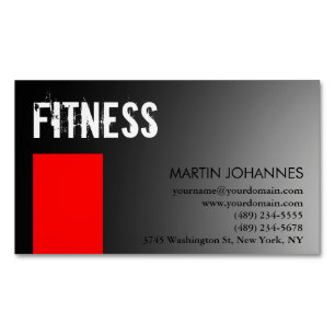 Personal Trainer Red Grey Magnetic Business Card