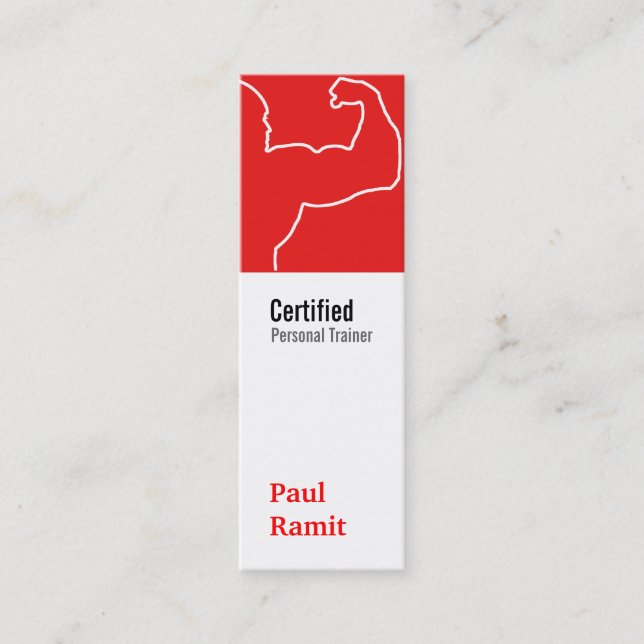Personal Trainer Red Vertical Business Card (Front)