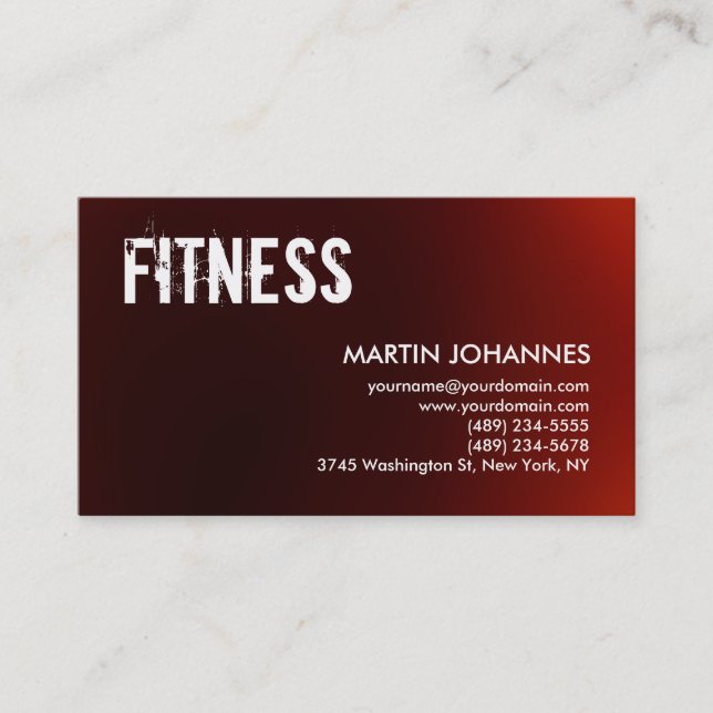 Personal Trainer Red White Business Card (Front)