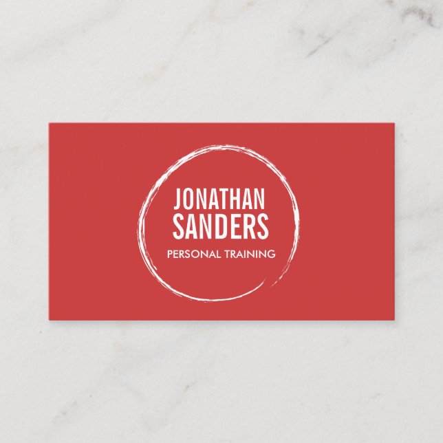 PERSONAL TRAINER SKETCH LOGO on Red Business Card (Front)
