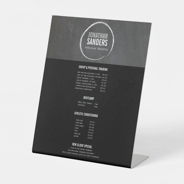 Personal Trainer Sketch Logo Pedestal Sign (Front)