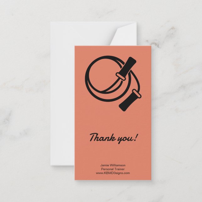 Personal Trainer Skipping Rope Portrait Thank You Card (Front)