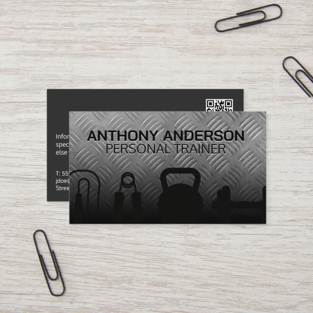 Personal Trainer | Training Equipment | Steel Business Card (Front/Back In Situ)