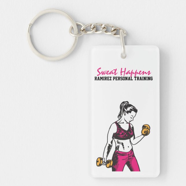Personal Trainer Woman Weightlifter Keychain (Front)