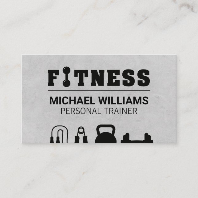 Personal Trainer | Workout Equipment | Fitness Business Card (Front)