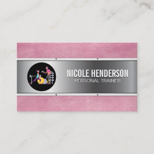 Personal Training Session   Metal Pink Grunge Business Card