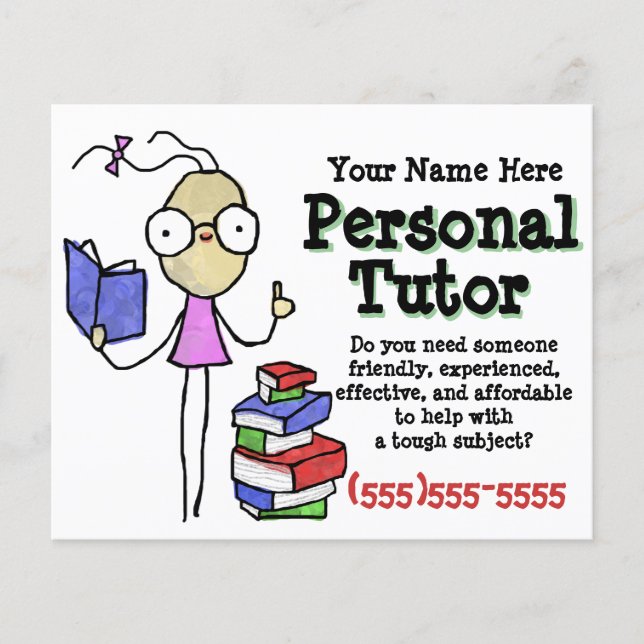 Personal Tutor.Tutoring.Study Help. Promotional Flyer (Front)
