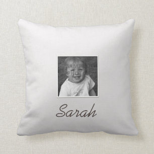 Personal Two Custom Photos Custom Text on Silver Cushion