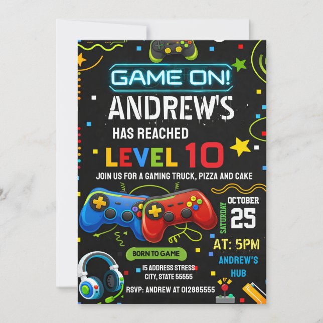 Personal Video Game Birthday Party Invitation (Front)