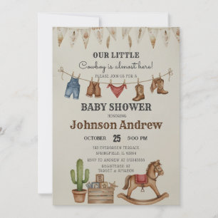 Personal Vintage A Little Cowboy Baby Shower Invitation