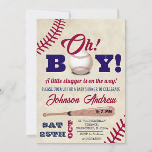 Personal Vintage Baseball Baby Shower All Star Invitation