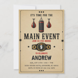 Personal Vintage Boxing Birthday  Invitation