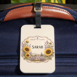 personal vintage provence lavender and sunflower luggage tag