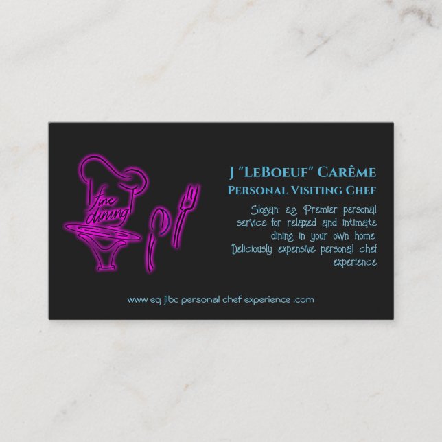 Personal Visiting Chef Experience Business Card (Front)
