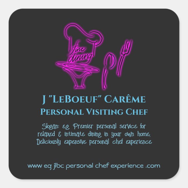 Personal Visiting Chef Experience Square Sticker (Front)