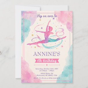 Personal Water Colour Gymnastics Birthday Invitation