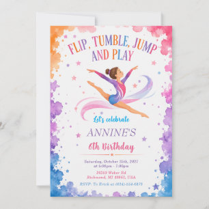Personal Watercolor Gymnastics Birthday Invitation