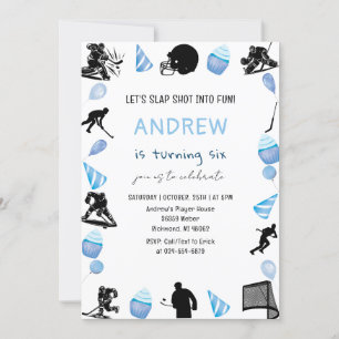 Personal Watercolor Hockey Birthday Party Invitation