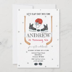 Personal Watercolor Hockey Birthday Party Invitation