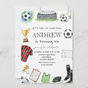 Personal Watercolor Soccer Birthday Party Invitation