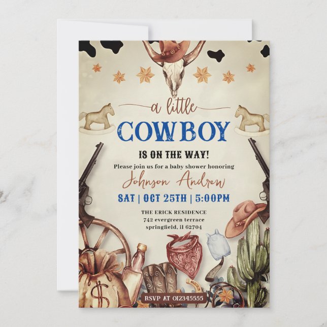 Personal western A Little CowBoy Baby Shower  Invitation (Front)