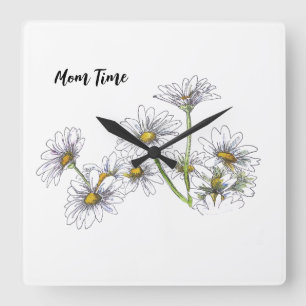 Personal White Daisy Clock