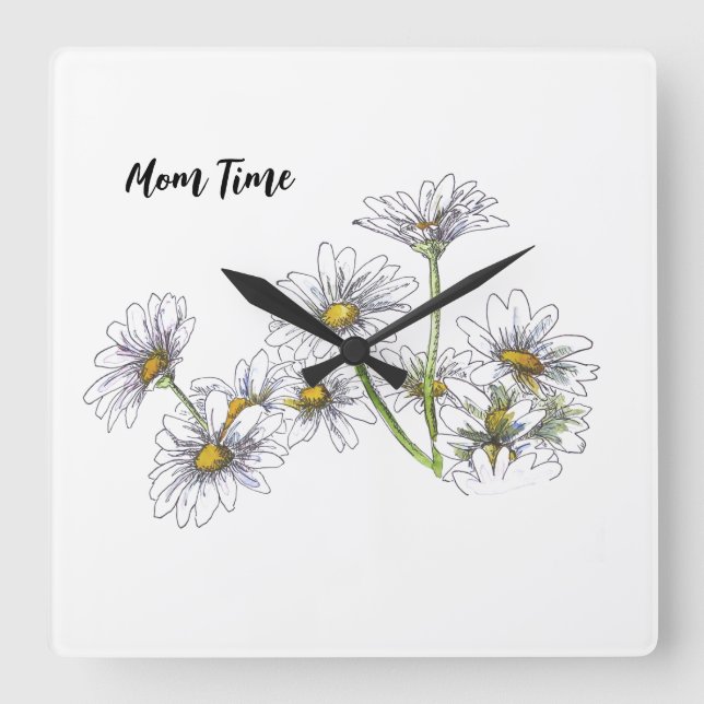 Personal White Daisy Clock  (Front)