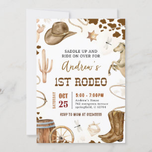 Personal Wild West 1st Cowboy Rodeo birthday Party Invitation