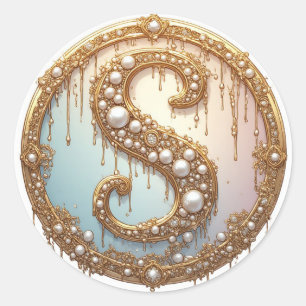 Personali Letter S Jewellery Style Gift Idea Classic Round Sticker