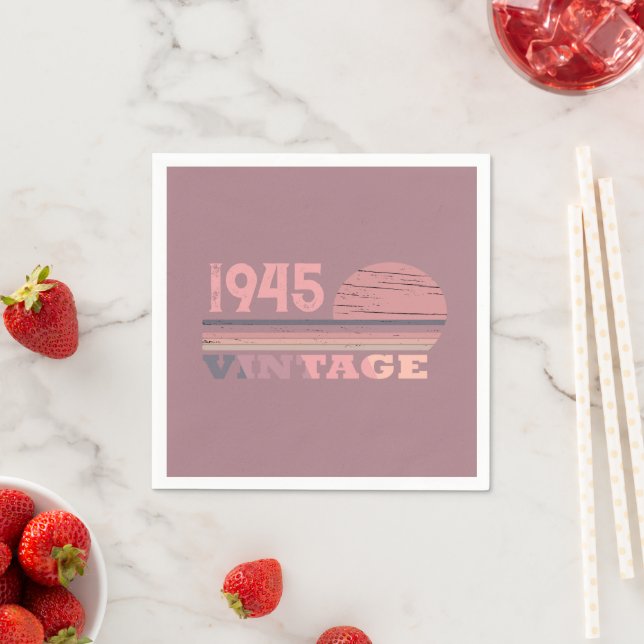 Personaliazed eighty vintage 80th birthday party napkin (Insitu)