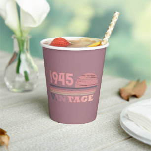 Personaliazed eighty vintage 80th birthday party paper cups