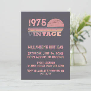 Personaliazed vintage 50 birthday cocktail party invitation