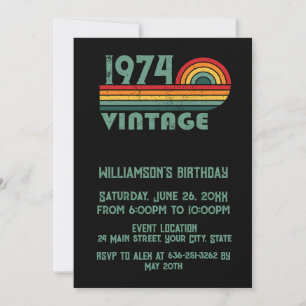 Personaliazed vintage 50th birthday cocktail party invitation